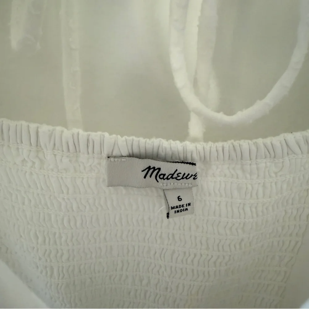 NWT Madewell Tie-Back Flutter-Sleeve Tiered Midi Dress White - Picture 7 of 11